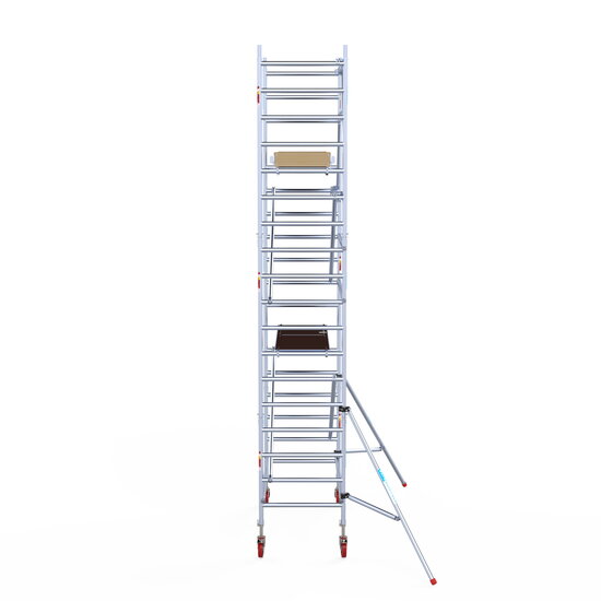 Euroscaffold Rolsteiger Euroscaffold Basic 90x190 6,2m werkhoogte carbon vloer tegen de gevel