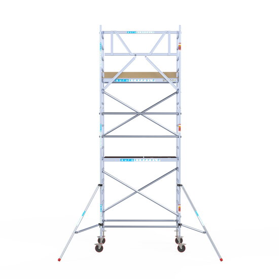 Euroscaffold Rolsteiger Euroscaffold Basic 90x190 6,2m werkhoogte carbon vloer tegen de gevel