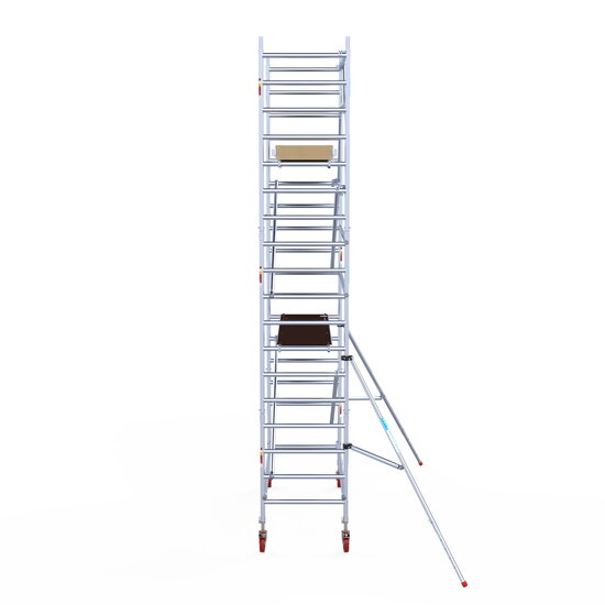 Euroscaffold Rolsteiger Euroscaffold Basic 90x250 6,2m werkhoogte carbon vloer tegen de gevel