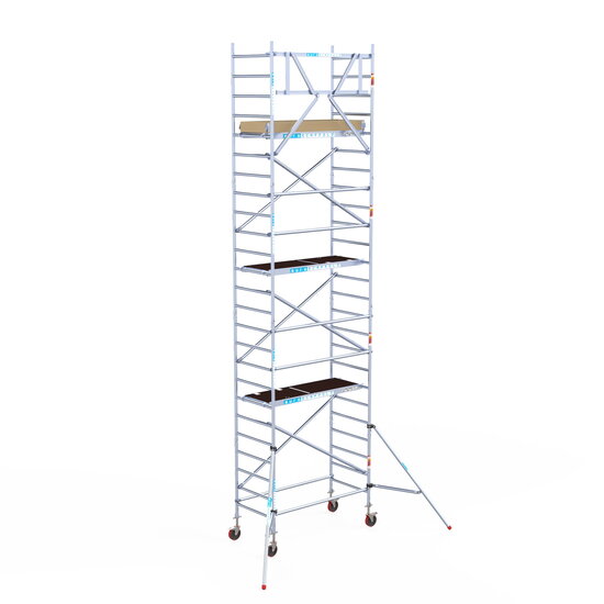 Euroscaffold Rolsteiger Euroscaffold Basic 90x190 8,2m werkhoogte carbon vloer tegen de gevel