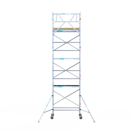 Euroscaffold Rolsteiger Euroscaffold Basic 90x190 8,2m werkhoogte carbon vloer tegen de gevel