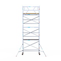 Euroscaffold Rolsteiger Euroscaffold Basic 90x250 8,2m werkhoogte carbon vloer tegen de gevel