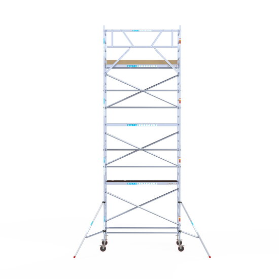 Euroscaffold Rolsteiger Euroscaffold Basic 90x250 8,2m werkhoogte carbon vloer tegen de gevel