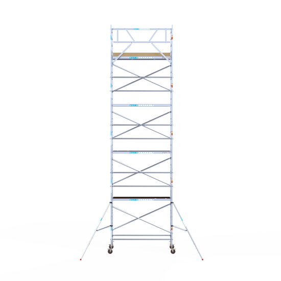 Euroscaffold Rolsteiger Euroscaffold Basic 90x250 10,2m werkhoogte carbon vloer tegen de gevel