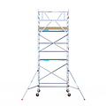 Euroscaffold Rolsteiger Euroscaffold Basic 135x190 6,2m werkhoogte carbon vloer tegen de gevel