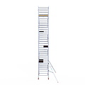 Euroscaffold Rolsteiger Euroscaffold Basic 135x190 10,2m werkhoogte carbon vloer tegen de gevel