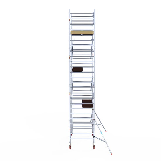 Euroscaffold Rolsteiger Euroscaffold Basic 135x250 8,2m werkhoogte carbon vloer tegen de gevel