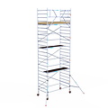 Euroscaffold Rolsteiger Euroscaffold Basic 135x250 8,2m werkhoogte carbon vloer tegen de gevel
