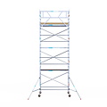 Euroscaffold Rolsteiger Euroscaffold Basic 135x250 8,2m werkhoogte carbon vloer tegen de gevel