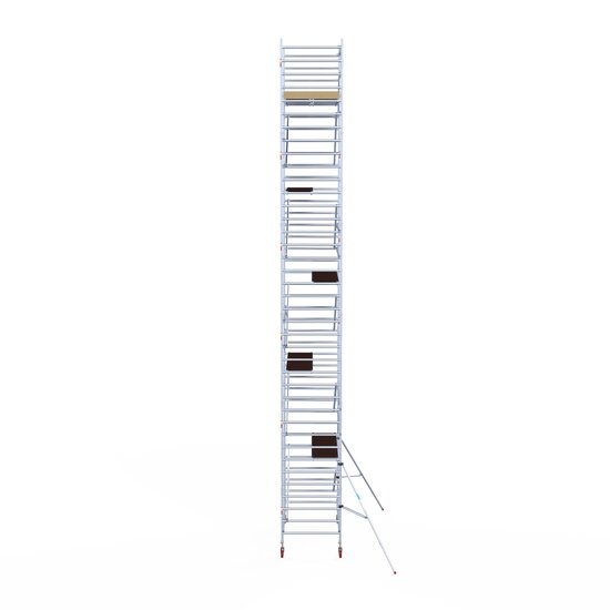 Euroscaffold Rolsteiger Euroscaffold Basic 135x250 12,2m werkhoogte carbon vloer tegen de gevel