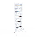 Euroscaffold Rolsteiger Euroscaffold Basic 135x250 12,2m werkhoogte carbon vloer tegen de gevel