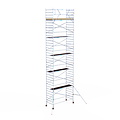 Euroscaffold Rolsteiger Euroscaffold Basic 135x305 12,2m werkhoogte carbon vloer tegen de gevel