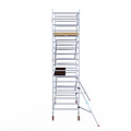 Euroscaffold Rolsteiger Euroscaffold Basic 135x305 5,2m werkhoogte carbon vloer tegen de gevel
