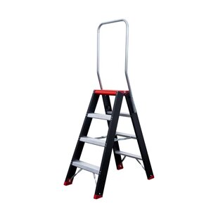 Dubbele trap zwart professioneel 2x4 treden - Limited Edition - Rood