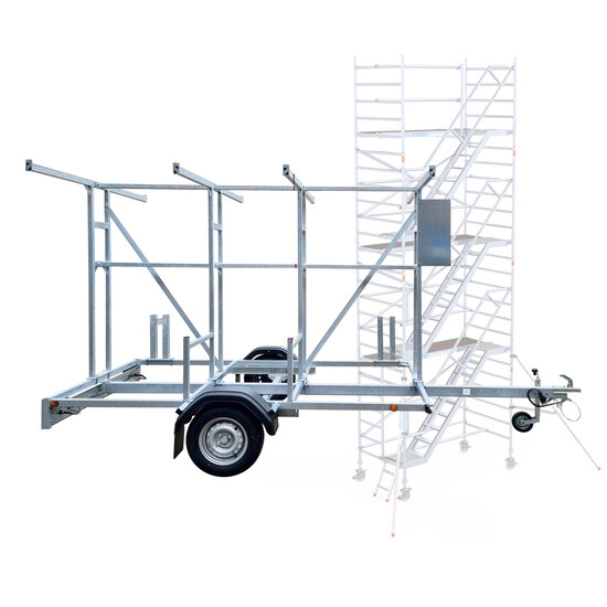 Euroscaffold Trappentoren 135x250 8,2m werkhoogte inclusief trappentoren aanhanger