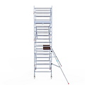 Euroscaffold Rolsteiger Euroscaffold Original 135x250 6,2m werkhoogte carbon vloer tegen de gevel