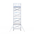 Euroscaffold Rolsteiger Euroscaffold Original 135x250 10,2m werkhoogte carbon vloer tegen de gevel