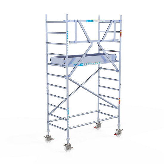 Euroscaffold Rolsteiger Euroscaffold Original 90x190 4,2m werkhoogte tegen de gevel