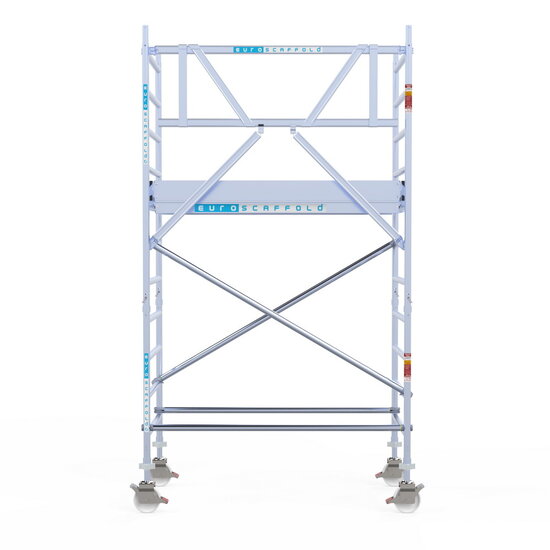 Euroscaffold Rolsteiger Euroscaffold Original 90x190 4,2m werkhoogte tegen de gevel