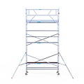 Euroscaffold Rolsteiger Euroscaffold Original 90x305 7,2m werkhoogte tegen de gevel