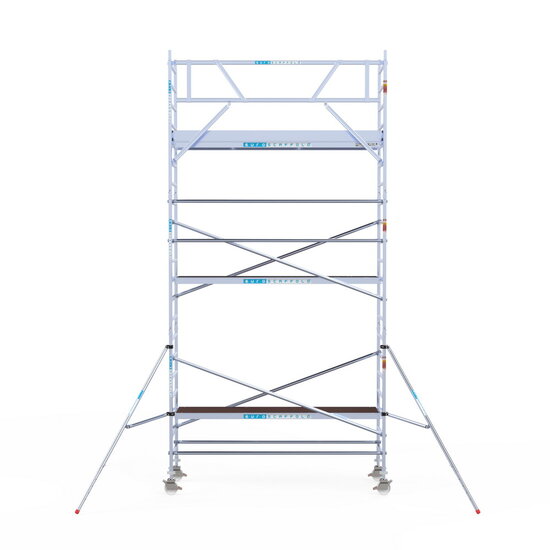 Euroscaffold Rolsteiger Euroscaffold Original 90x305 7,2m werkhoogte tegen de gevel
