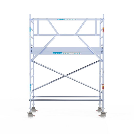 Euroscaffold Rolsteiger Euroscaffold Original 90x250 4,2m werkhoogte carbon vloer tegen de gevel
