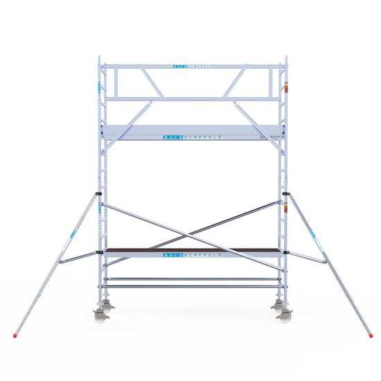 Euroscaffold Rolsteiger Euroscaffold Original 90x305 5,2m werkhoogte carbon vloer tegen de gevel