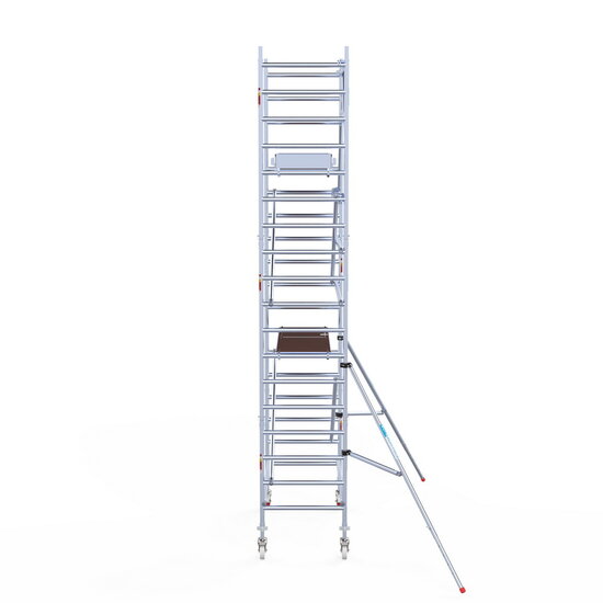 Euroscaffold Rolsteiger Euroscaffold Original 90x190 6,2m werkhoogte carbon vloer tegen de gevel