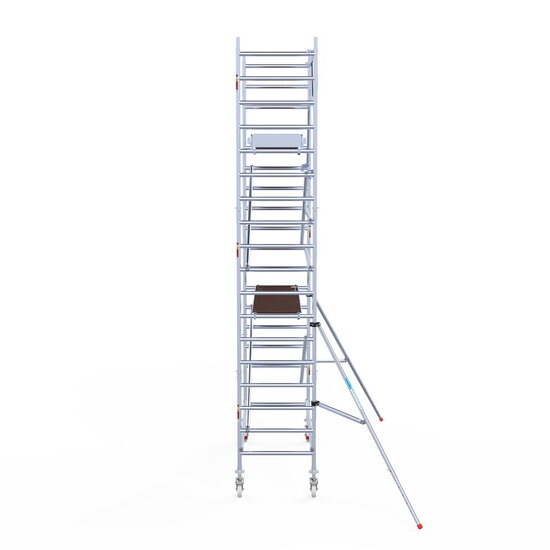 Euroscaffold Rolsteiger Euroscaffold Original 90x250 6,2m werkhoogte carbon vloer tegen de gevel