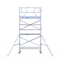 Euroscaffold Rolsteiger Euroscaffold Original 90x250 6,2m werkhoogte carbon vloer tegen de gevel