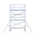 Euroscaffold Rolsteiger Euroscaffold Original 90x305 6,2m werkhoogte carbon vloer tegen de gevel