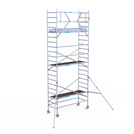 Euroscaffold Rolsteiger Euroscaffold Original 90x250 7,2m werkhoogte carbon vloer tegen de gevel
