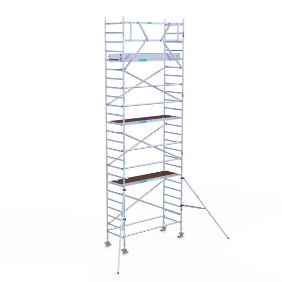 Euroscaffold Rolsteiger Euroscaffold Original 90x250 8,2m werkhoogte carbon vloer tegen de gevel
