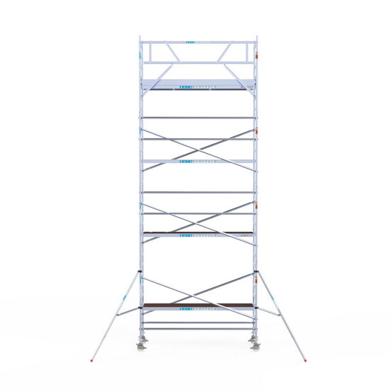 Euroscaffold Rolsteiger Euroscaffold Original 90x305 9,2m werkhoogte carbon vloer tegen de gevel