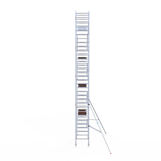 Euroscaffold Rolsteiger Euroscaffold Original 90x190 10,2m werkhoogte carbon vloer tegen de gevel