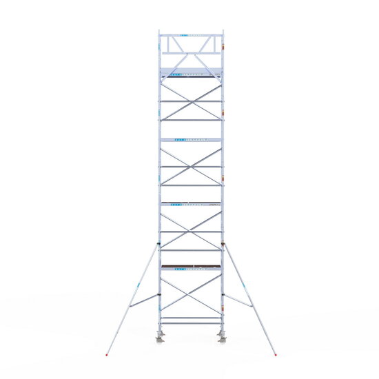 Euroscaffold Rolsteiger Euroscaffold Original 90x190 10,2m werkhoogte carbon vloer tegen de gevel