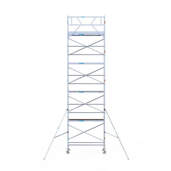 Euroscaffold Rolsteiger Euroscaffold Original 90x250 10,2m werkhoogte carbon vloer tegen de gevel