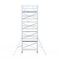 Euroscaffold Rolsteiger Euroscaffold Original 90x305 10,2m werkhoogte carbon vloer tegen de gevel