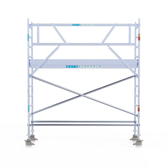 Euroscaffold Rolsteiger Euroscaffold Original 75x305 4,2m werkhoogte tegen de gevel