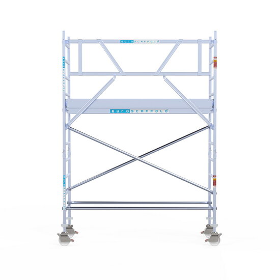 Euroscaffold Rolsteiger Euroscaffold Original 75x250 4,2m werkhoogte carbon vloer tegen de gevel
