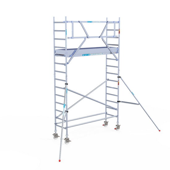 Euroscaffold Rolsteiger Euroscaffold Original 75x250 5,2m werkhoogte carbon vloer tegen de gevel