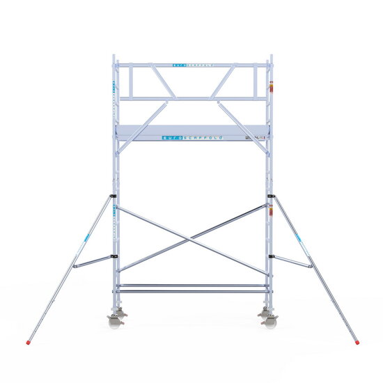 Euroscaffold Rolsteiger Euroscaffold Original 75x250 5,2m werkhoogte carbon vloer tegen de gevel