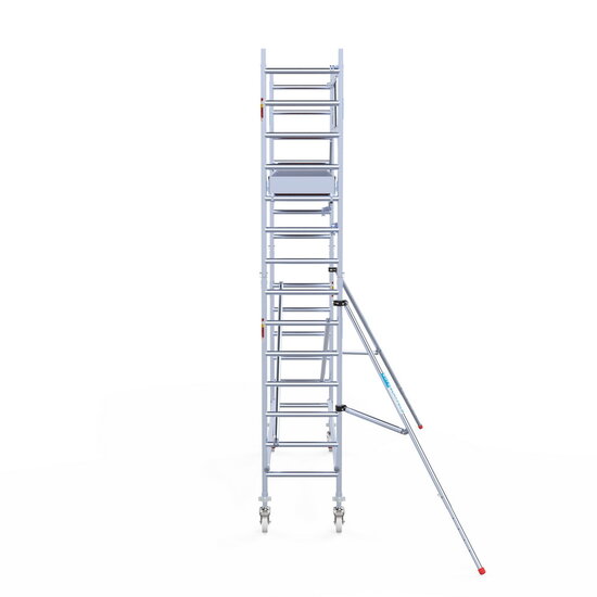 Euroscaffold Rolsteiger Euroscaffold Original 75x305 5,2m werkhoogte carbon vloer tegen de gevel