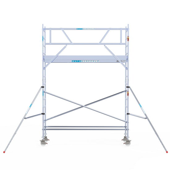 Euroscaffold Rolsteiger Euroscaffold Original 75x305 5,2m werkhoogte carbon vloer tegen de gevel