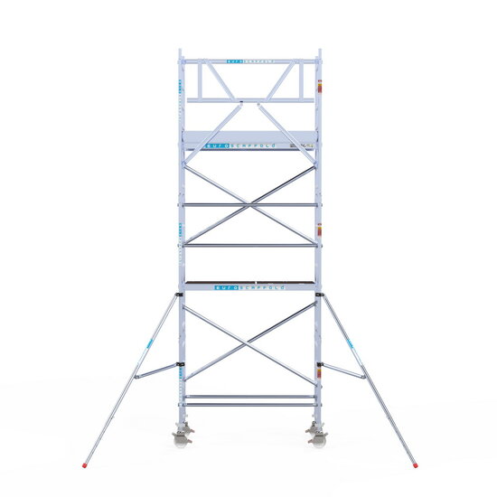 Euroscaffold Rolsteiger Euroscaffold Original 75x190 6,2m werkhoogte carbon vloer tegen de gevel