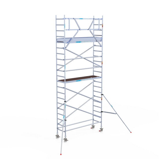 Euroscaffold Rolsteiger Euroscaffold Original 75x250 7,2m werkhoogte tegen de gevel