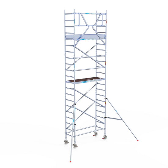 Euroscaffold Rolsteiger Euroscaffold Original 75x190 7,2m werkhoogte carbon vloer tegen de gevel