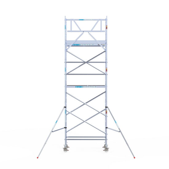 Euroscaffold Rolsteiger Euroscaffold Original 75x190 7,2m werkhoogte carbon vloer tegen de gevel