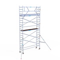 Euroscaffold Rolsteiger Euroscaffold Original 75x305 7,2m werkhoogte carbon vloer tegen de gevel