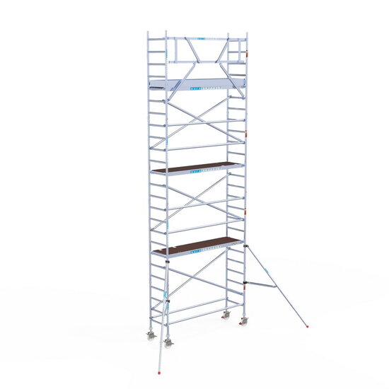 Euroscaffold Rolsteiger Euroscaffold Original 75x250 8,2m werkhoogte carbon vloer tegen de gevel